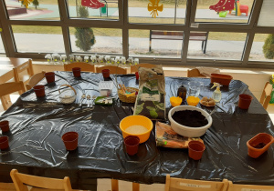 Stół przygotowany do zakładania ogródka