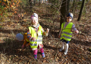 Dzieci zbierają dary jesieni