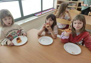 Dziewczynki jedzą pizze