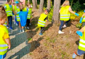 dzieci sprzątają las