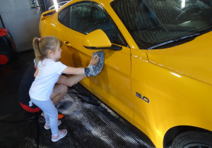 Julia myje samochód