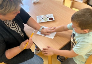 odcisk dłoni chłopca do pracy plastycznej