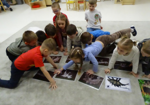 Dzieci oglądają obrazki.