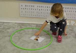 02 Dziewczynka układa obrazek w odpowiednim zbiorze