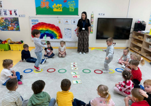 Dzieci skaczą po kołach