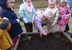 dzieci podczas wiosennych prac w ogrodzie