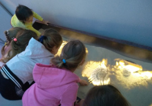 Dzieci oglądają skamieliny